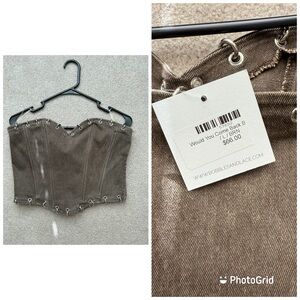 Brown Corset Top with Grommet Details